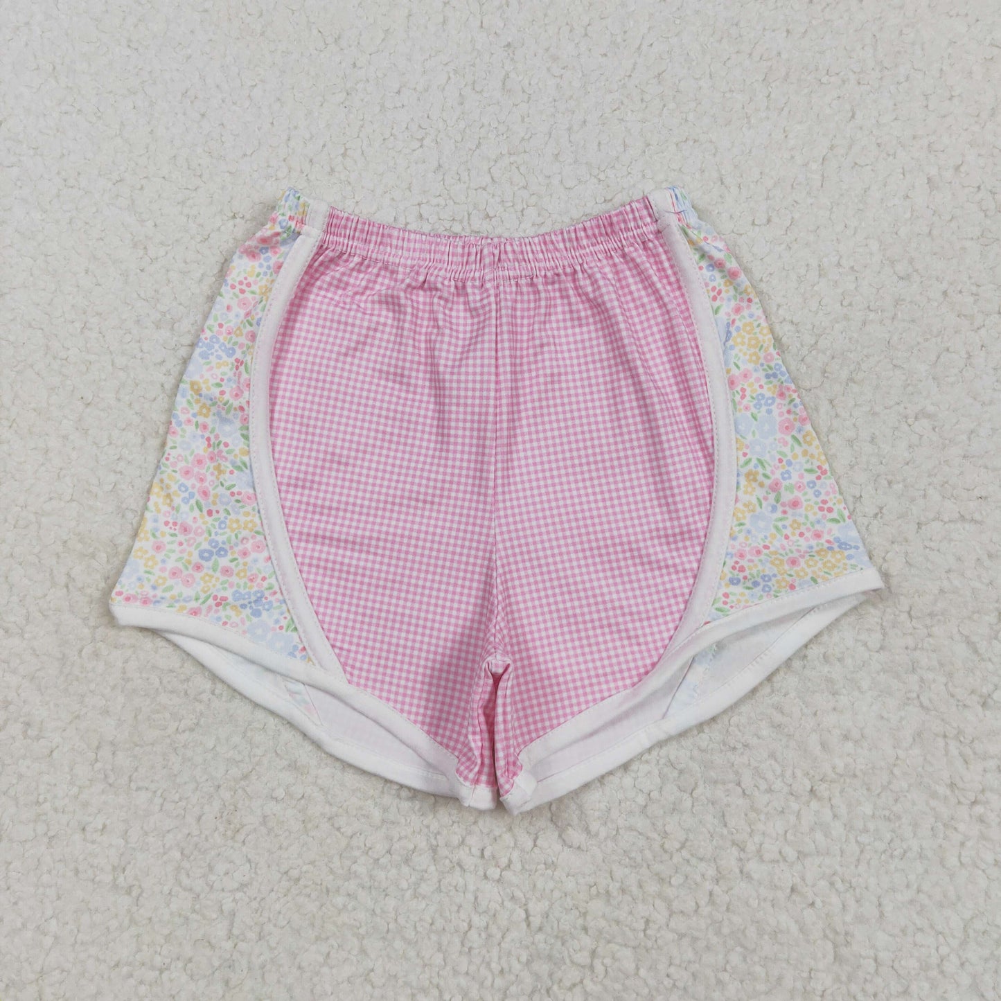 RTS NO MOQ SS0518 Floral pink plaid shorts