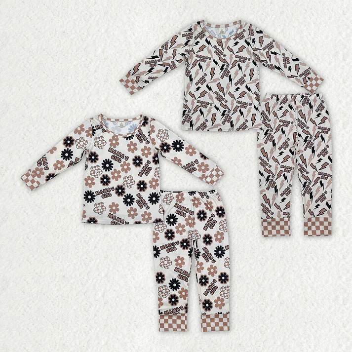 RTS NO MOQ Baby Girls Boys Mama's Girl Boy Bamboo Pajamas Clothes Sets