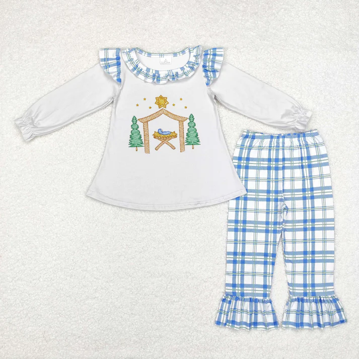 RTS NO MOQ Sibling baby girl clothes Christmas bow long sleeve pants Sets