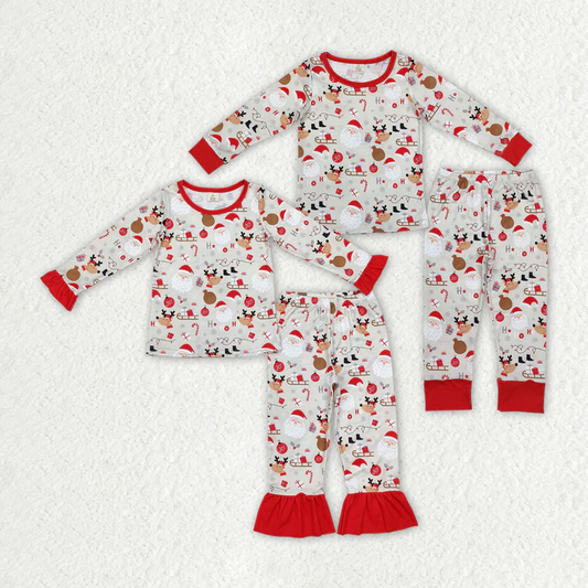 RTS NO MOQ Baby Girls Christmas deer Long Sleeve Pants Pajamas Set