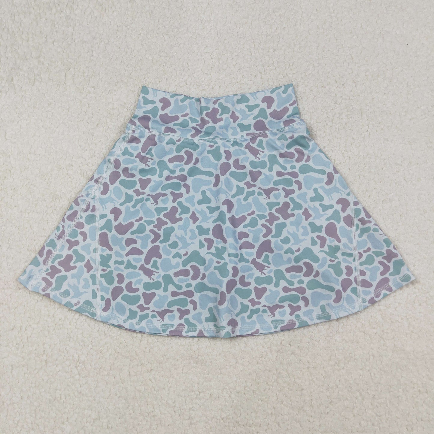 RTS NO MOQ（In Stock) GLK0132 Adult Women's Duck and Puppy Light Brown and Green Camouflage Yoga Skirt