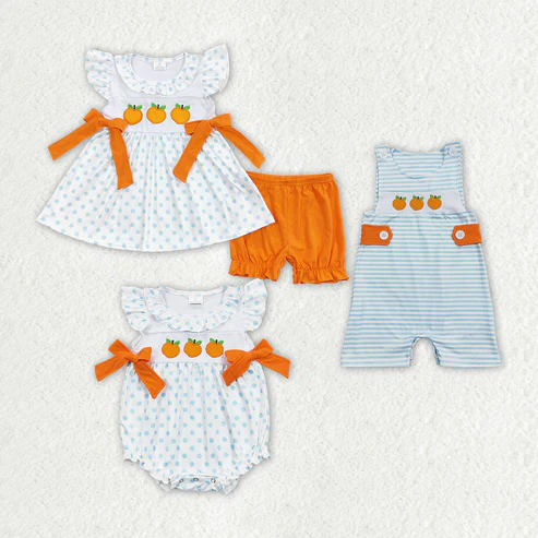 Baby Girls Peaches Summer Sibling Sister Brother Clothes Sets