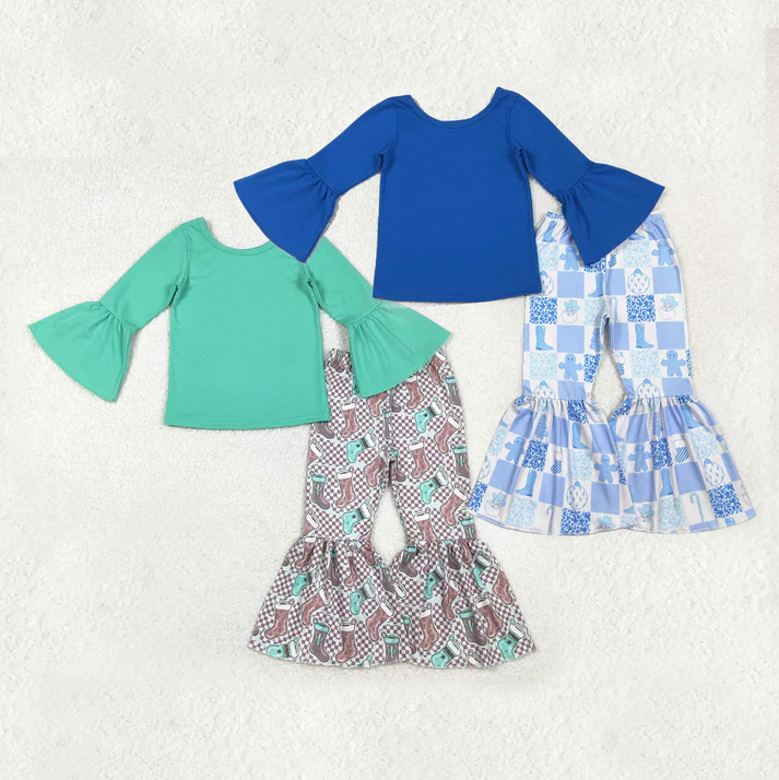 RTS NO MOQ Sibling baby girl boy clothes Christmas long-sleeved pants suits