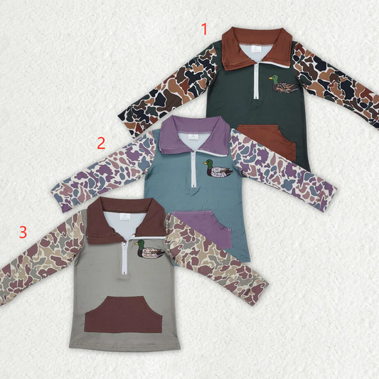 RTS NO MOQ Baby kid Camouflage duck pullover long sleeve top