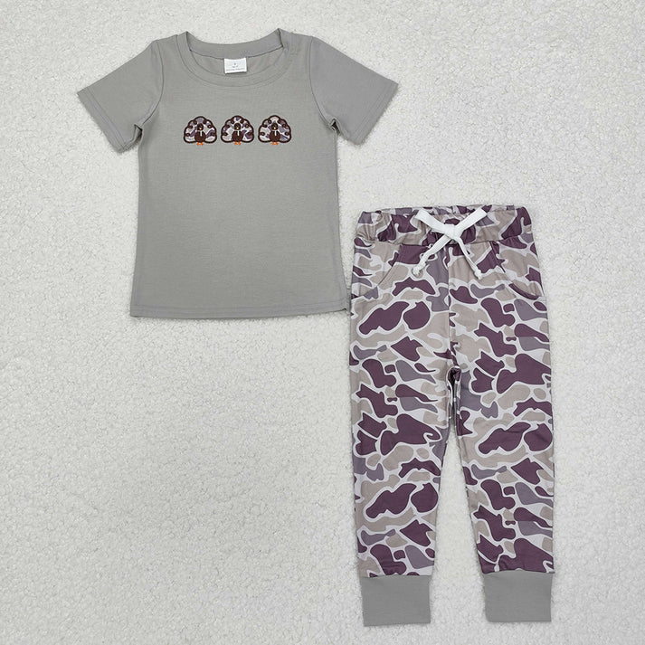 RTS NO MOQ Brothers Baby Boys Thanksgiving Turkey Camouflage Clothes Sets