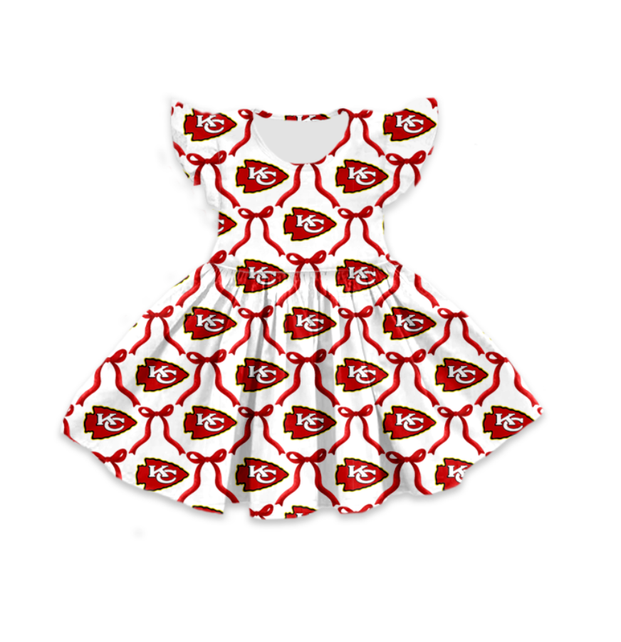 custom moq 3 eta 6-7weeks baby girls clothes KC flying Sleeves Dress