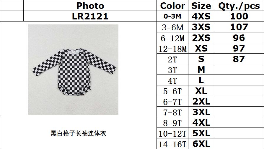 RTS NO MOQ ETA 5/7days arrived LR2121 Black and white plaid long-sleeved jumpsuit