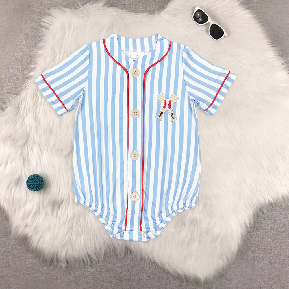 RTS NO MOQ baby girl clothes embroidery baseball short-sleeved shorts sets and romper