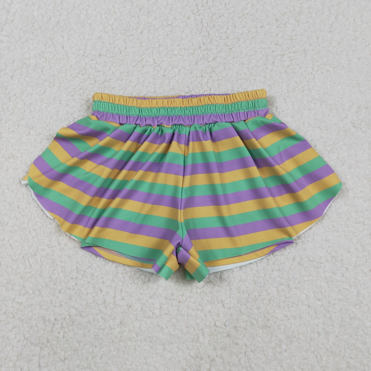RTS NO MOQ（In Stock) SS0685 Carnival striped yoga shorts