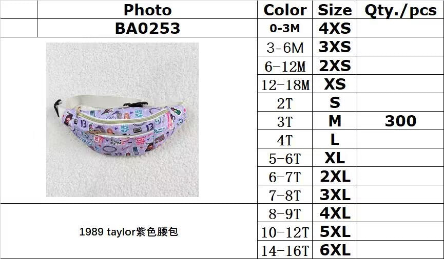 rts no moq BA0253 1989 Taylor purple waist bag