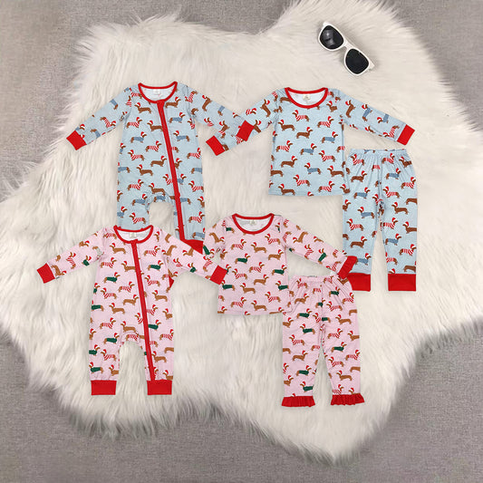 RTS NO MOQ Sibling Baby girls modal Christmas long-sleeved trousers suit & romper