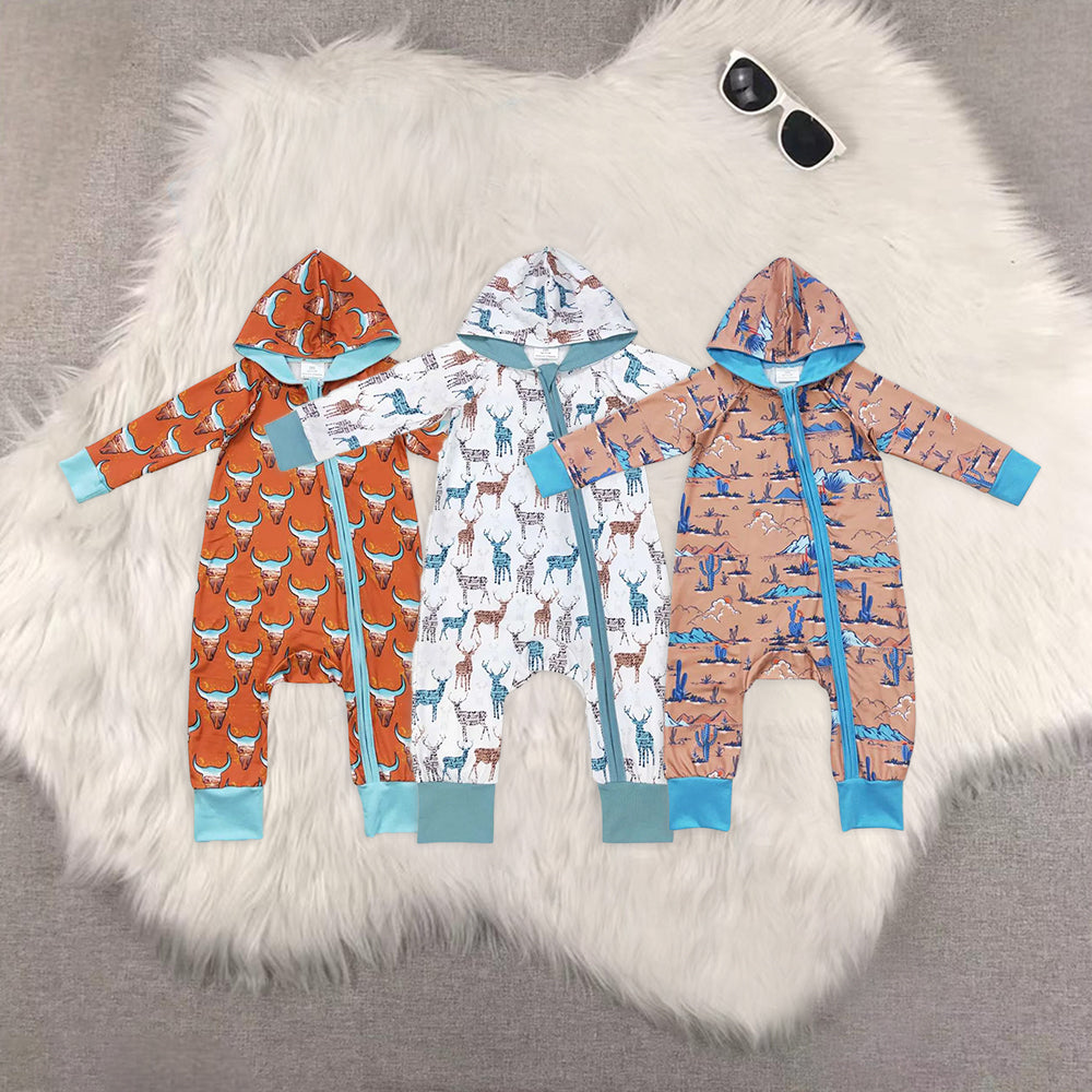RTS NO MOQ Baby boy clothes hooded long Sleeve Romper Mixed Sizes