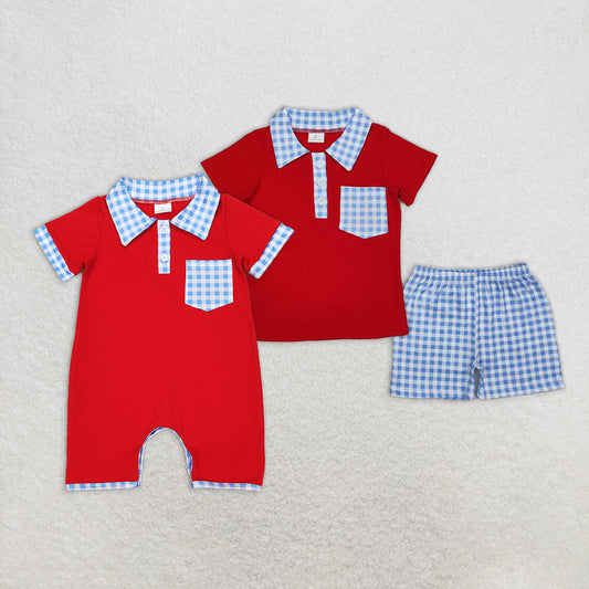 RTS NO MOQ baby boys clothes national day short sleeve Rompers Clothes Sets