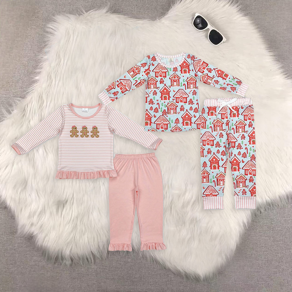 RTS NO MOQ Sibling Baby Girls boys Christmas Long Sleeve Pants Set