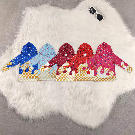 RTS Sibling baby boy clothes team ice cream hooded long Sleeve tops