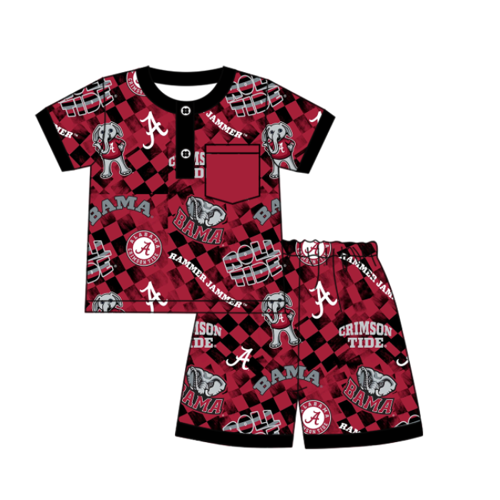 Custom summer teams baby girls clothes team brick red sets dress romper-25.5.6