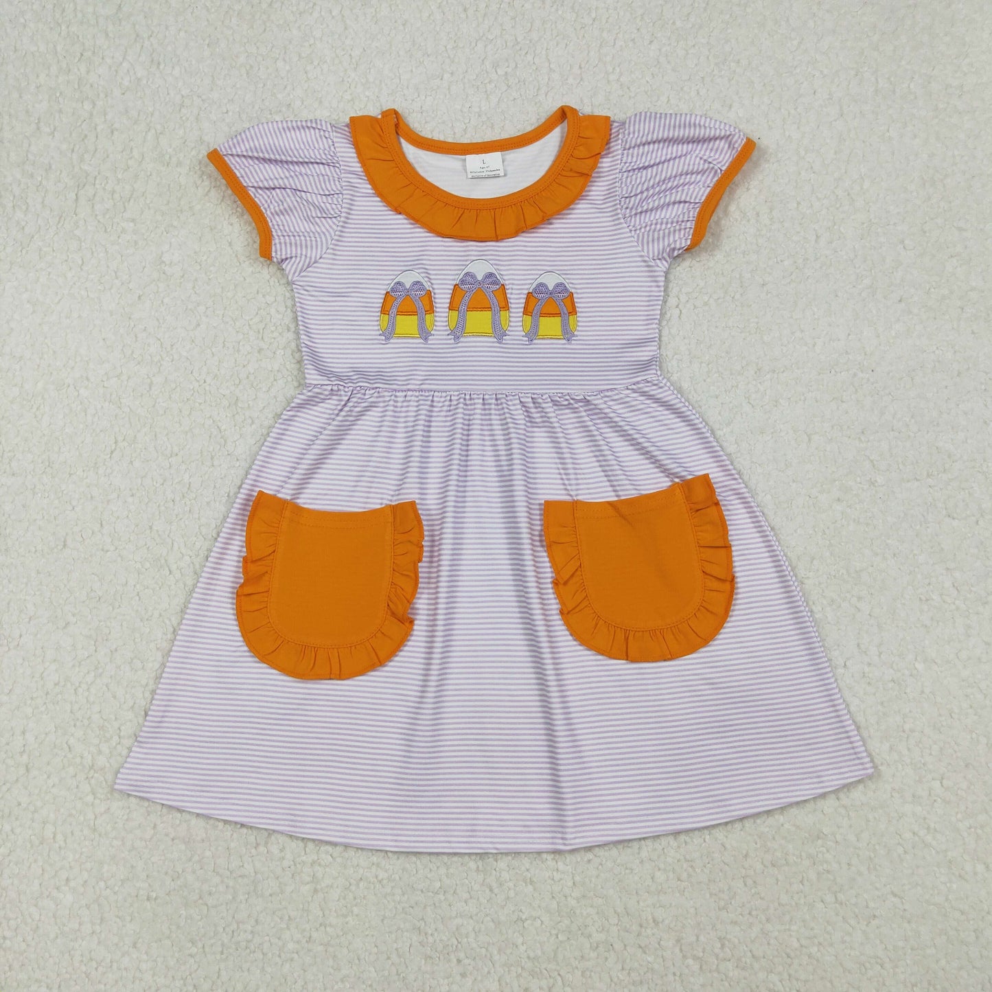RTS Sibling baby girls clothes embroidery halloween short Sleeve dress and rompers