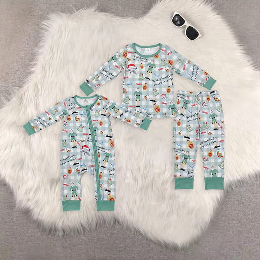 RTS NO MOQ Sibling Baby boys modal Christmas long-sleeved trousers suit & romper