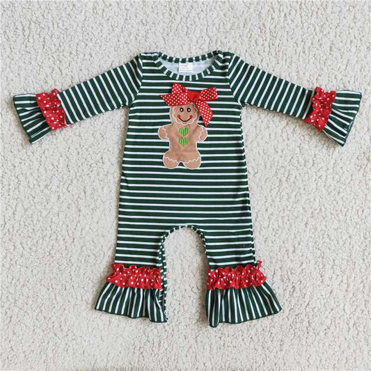 RTS NO MOQ（In Stock ) 6 C10-6 Embroidered Christmas long-sleeved jumpsuit
