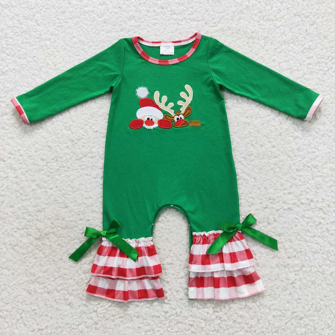 RTS NO MOQ Sibling Baby girls clothes Embroidery Christmas long-sleeved trousers suit & rompers