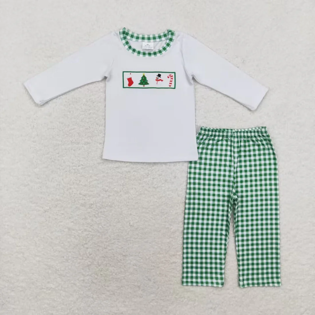 RTS NO MOQ Sibling Baby girls clothes embroidery Christmas long-sleeved trousers suits