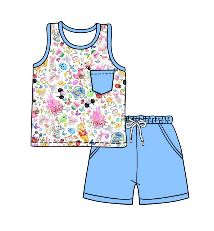 Custom moq 5 mix size milk silk baby girl clothes cartoon short sleeve shorts sets 2