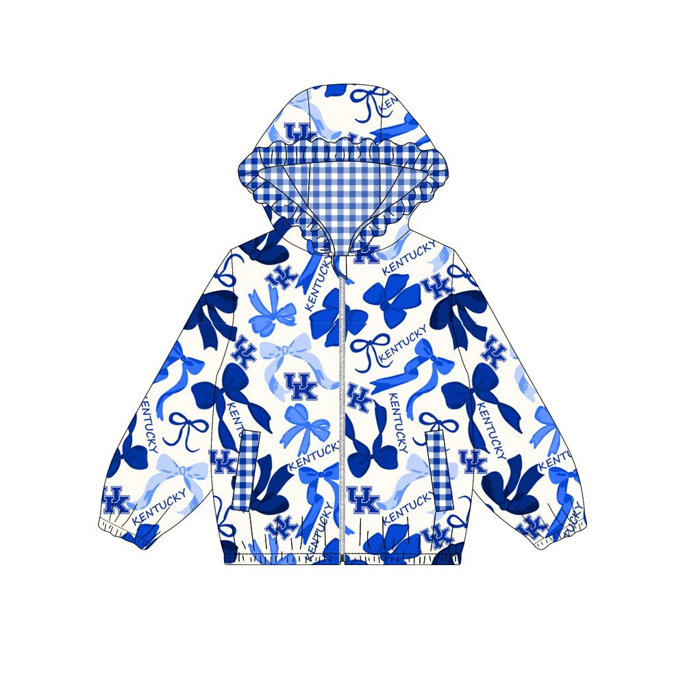 Custom moq 8 mix size milk silk summer team baby girls clothes bow blue hooded long sleeve top-25.9.18