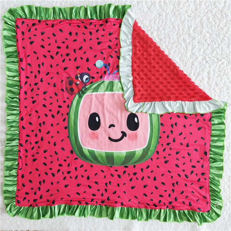 6 A19-6 Red watermelon cocomelon baby blanket