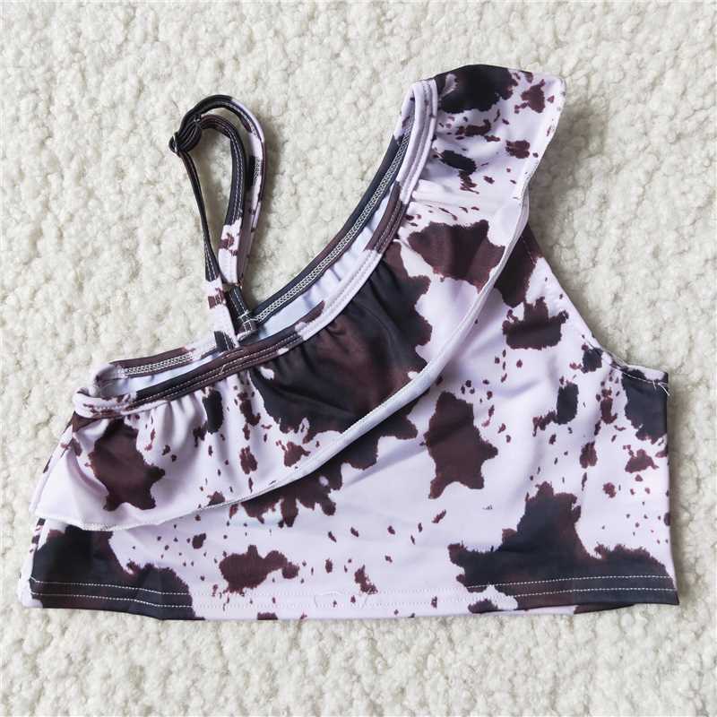 G3-15*/ Ink-print shoulder strap swimsuit top