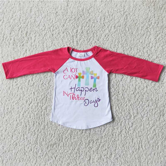 RTS SALES NO MOQ G2-16*// CAN Easter Rose Red Long Sleeve Top