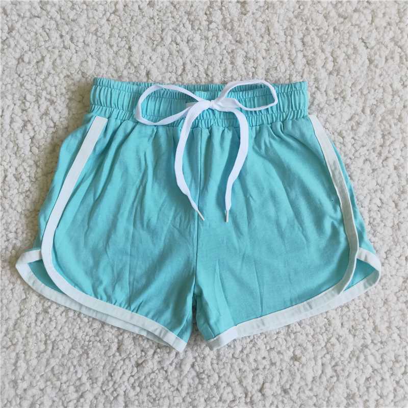 G5-8-3.; Blue cotton waistband shorts with white trim