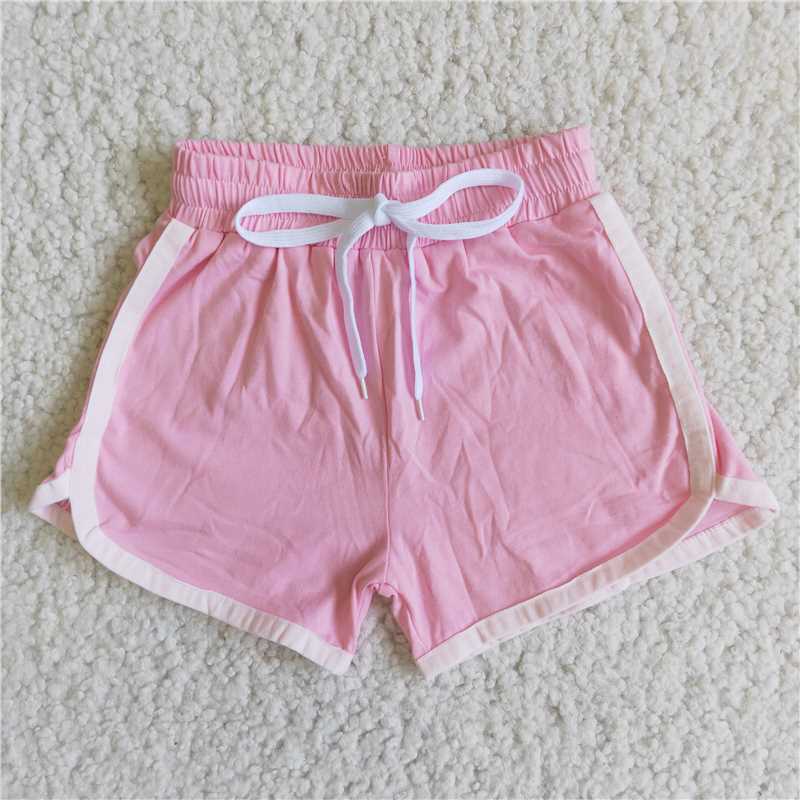 G5-8-3.' Pink cotton waistband white trim shorts