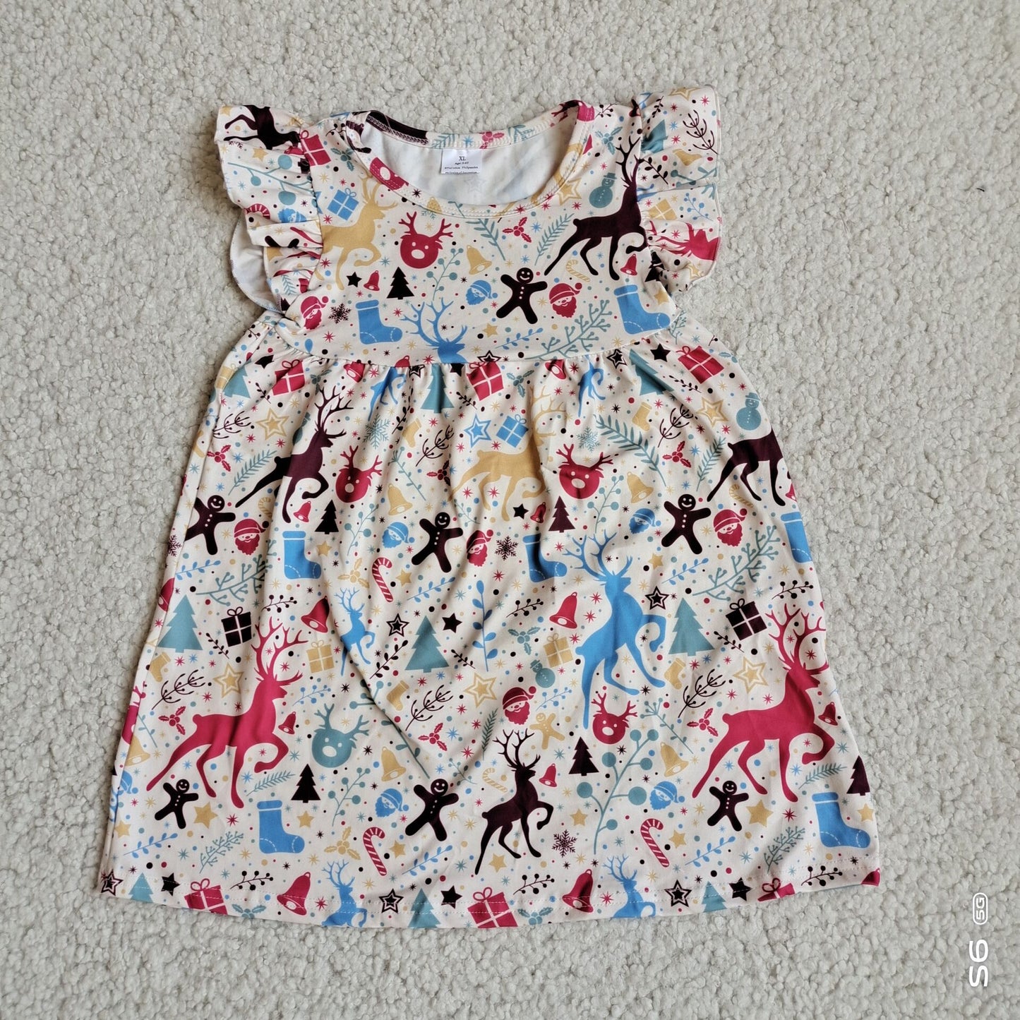 Colorful deer polka dot flying sleeve dress 彩色鹿波点飞袖裙