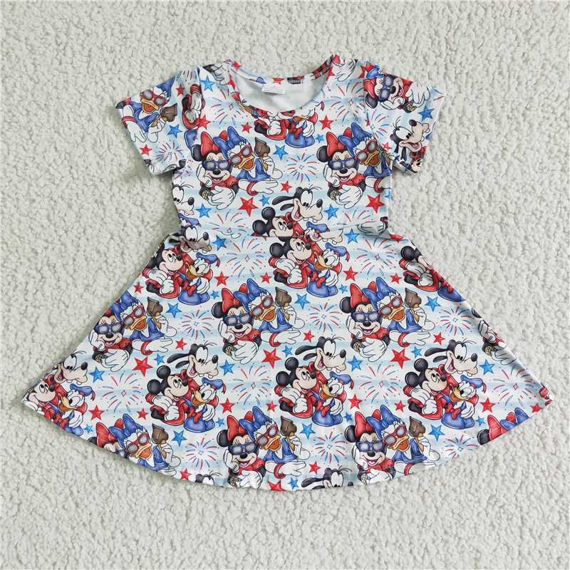 GSD0075 Girls Mickey Donald Duck short-sleeved skirt