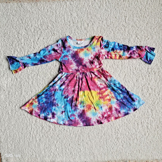 RTS NO MOQ SALES G3-8-5*.' Purple, pink and blue tie-dyed long-sleeved dress