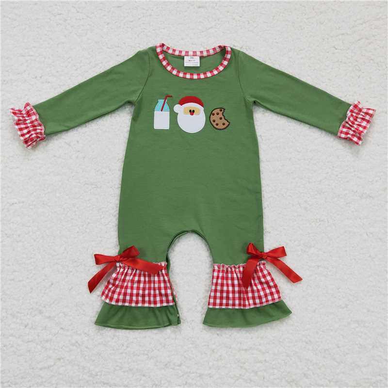 RTSEmbroidery Christmas embroidery Santa Claus  GLP0356  BLP0147 Girls Embroidery Santa Cookies Milk Green