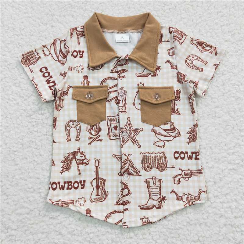 BT0148   Boys COWBOY Cowboy Guitar Short Sleeve Top