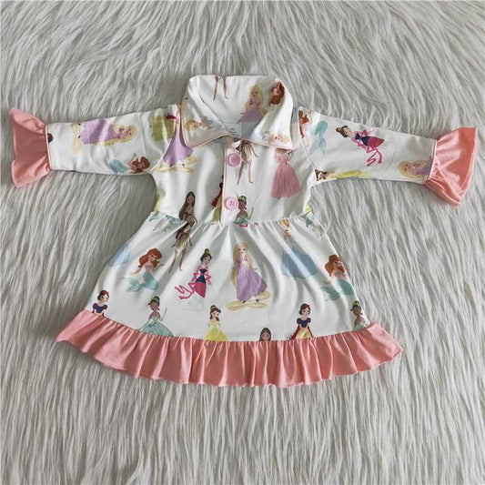 rts no moq  6 A24-29 Pink Lace Princess Long Sleeve Dress