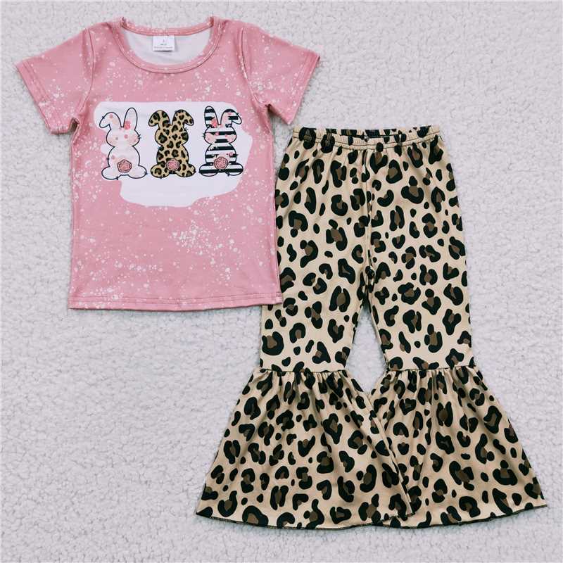 RTS NO MOQ Baby Girl easter Short Sleeve Top Pants Set