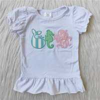 G2-11-5';; Embroidered marine animal puff sleeve top