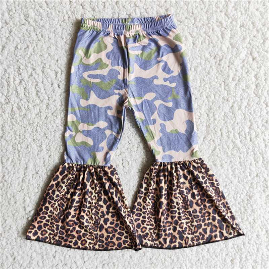 RTS SALES NO MOQ G2-12-4]' Camouflaged leopard print flared trousers