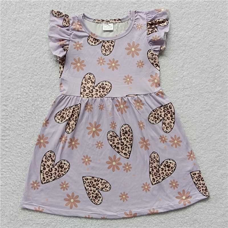 Leopard print love chrysanthemum purple flying sleeve dress 豹纹爱心菊花紫色飞袖裙