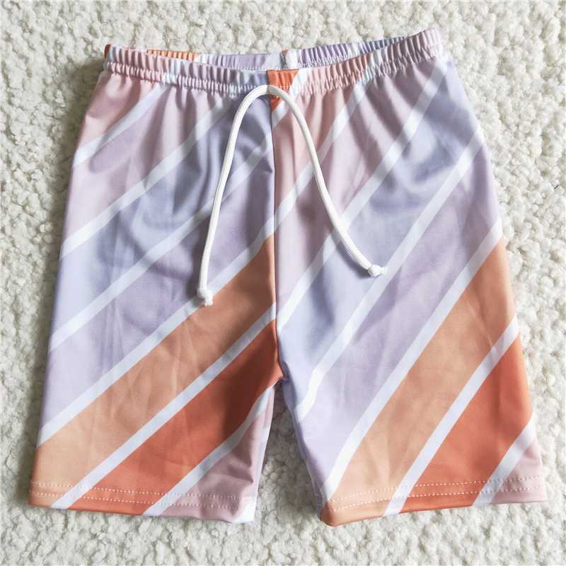 RTS SS0006 Yellow and white striped drawstring swimming trunks