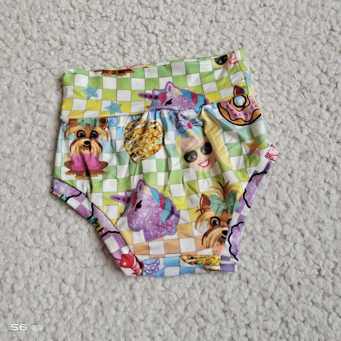 G2-12-2*[. Purple unicorn color plaid thong