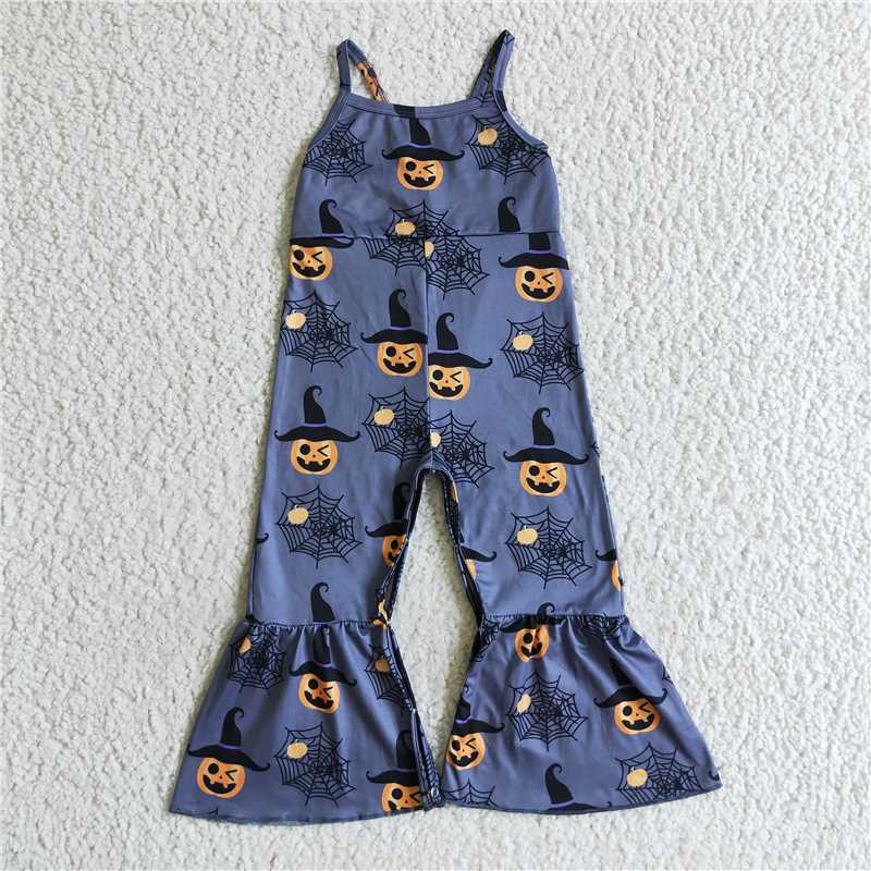 SR0066 Girls Halloween Pumpkin Black Camisole Onesie