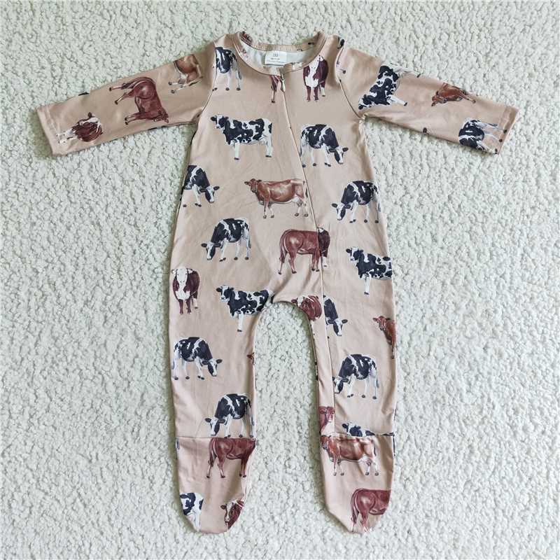 RTS NO MOQ Baby kids western style bull head cactus long stockings romper