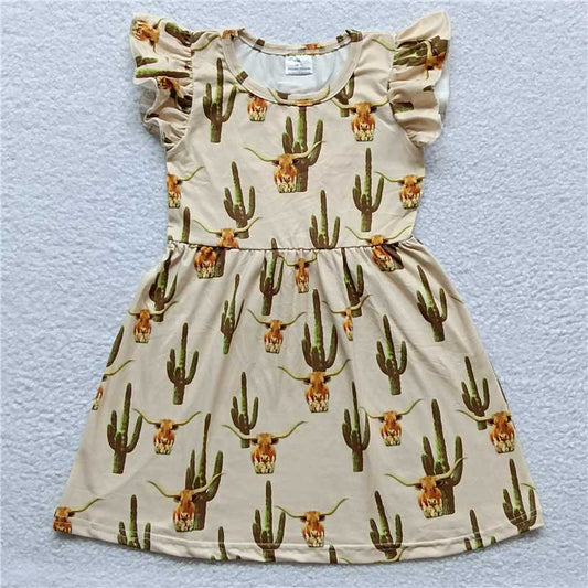Cactus Yellow Ox Flying Sleeve Dress 仙人掌黄牛淡黄色飞袖裙