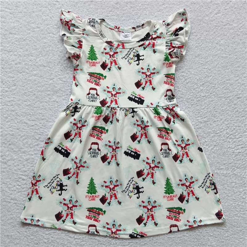 Christmas tree car character white flying sleeve dress 圣诞树车子人物白色飞袖裙