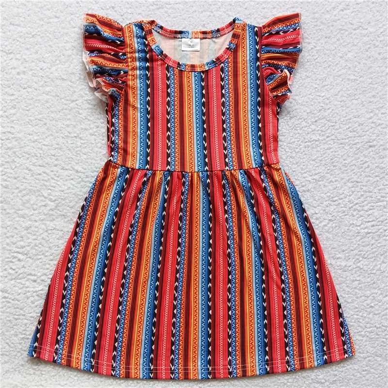 Ethnic style vertical pattern flying sleeve dress 民族风竖纹飞袖裙