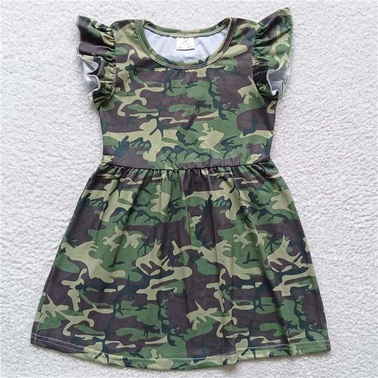 G1-10][; Blue-green-brown camouflage flying sleeves dress